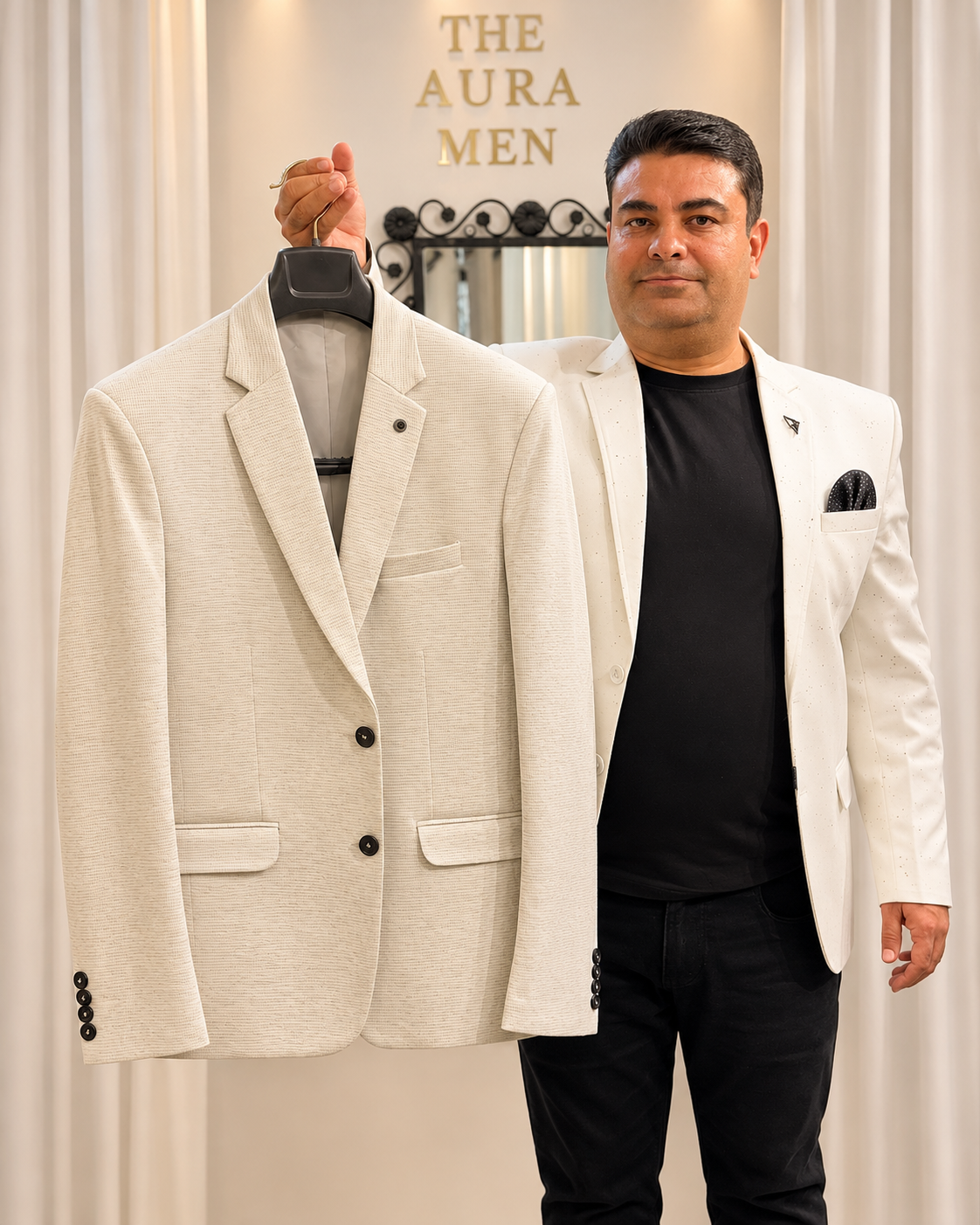 Premium Cream Textured Blazer
