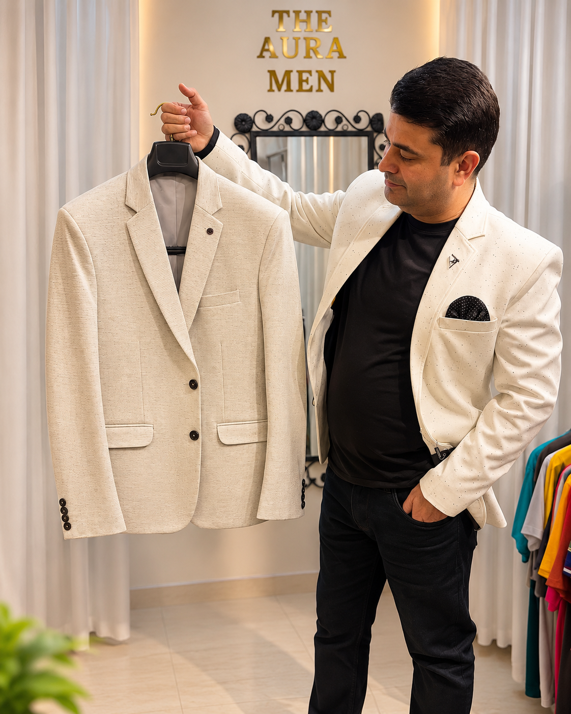 Premium Cream Textured Blazer