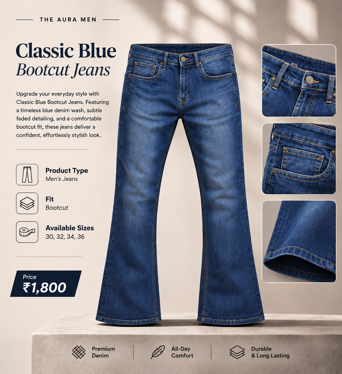 Classic Blue Bootcut Jeans