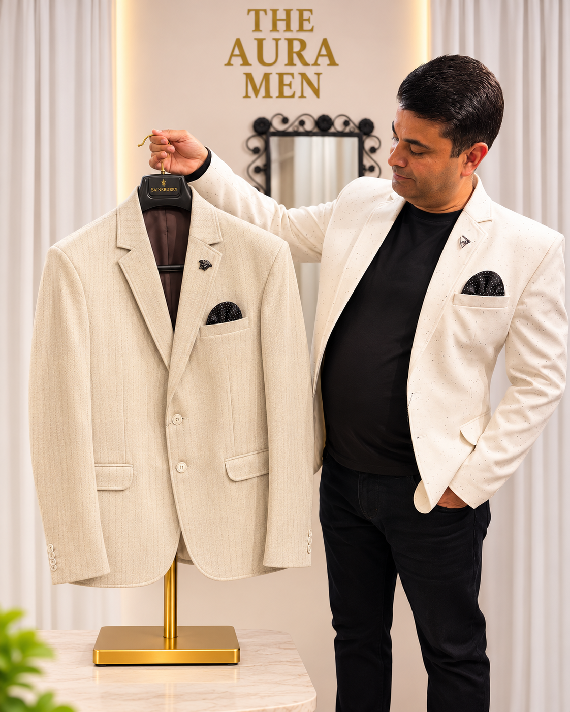 Premium Beige Textured Blazer
