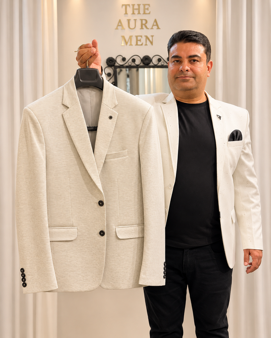 Premium Cream Textured Blazer
