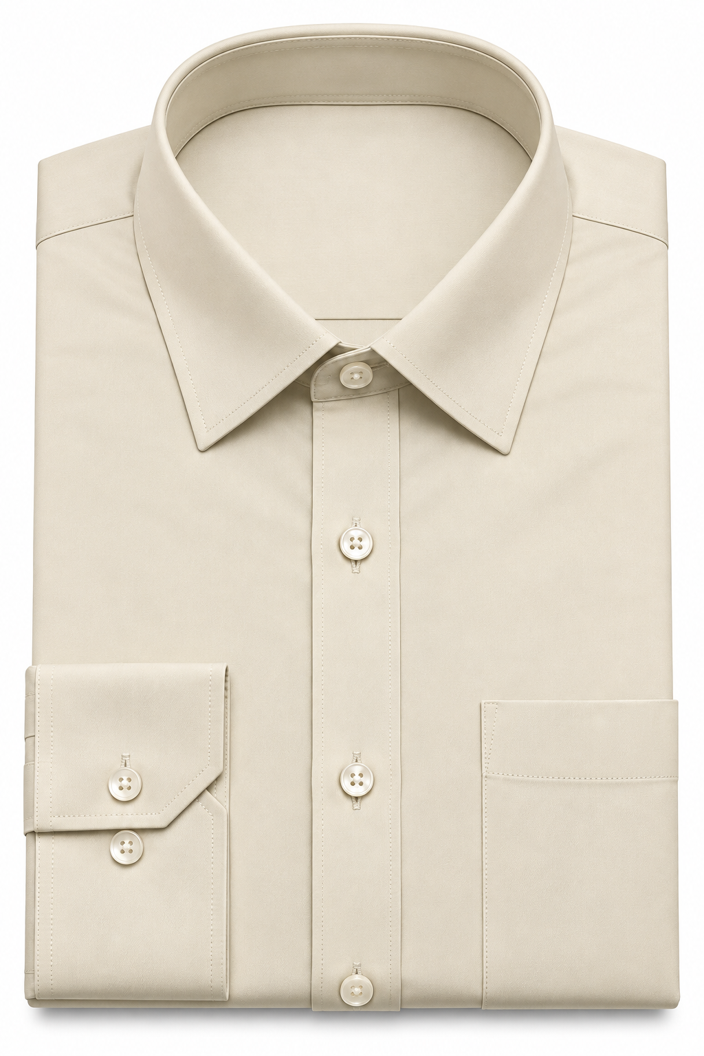 Cream Solid Formal Shirt