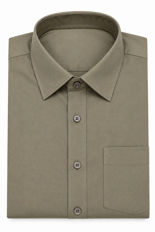 Olive Green Solid Formal Shirt – Pocket Style