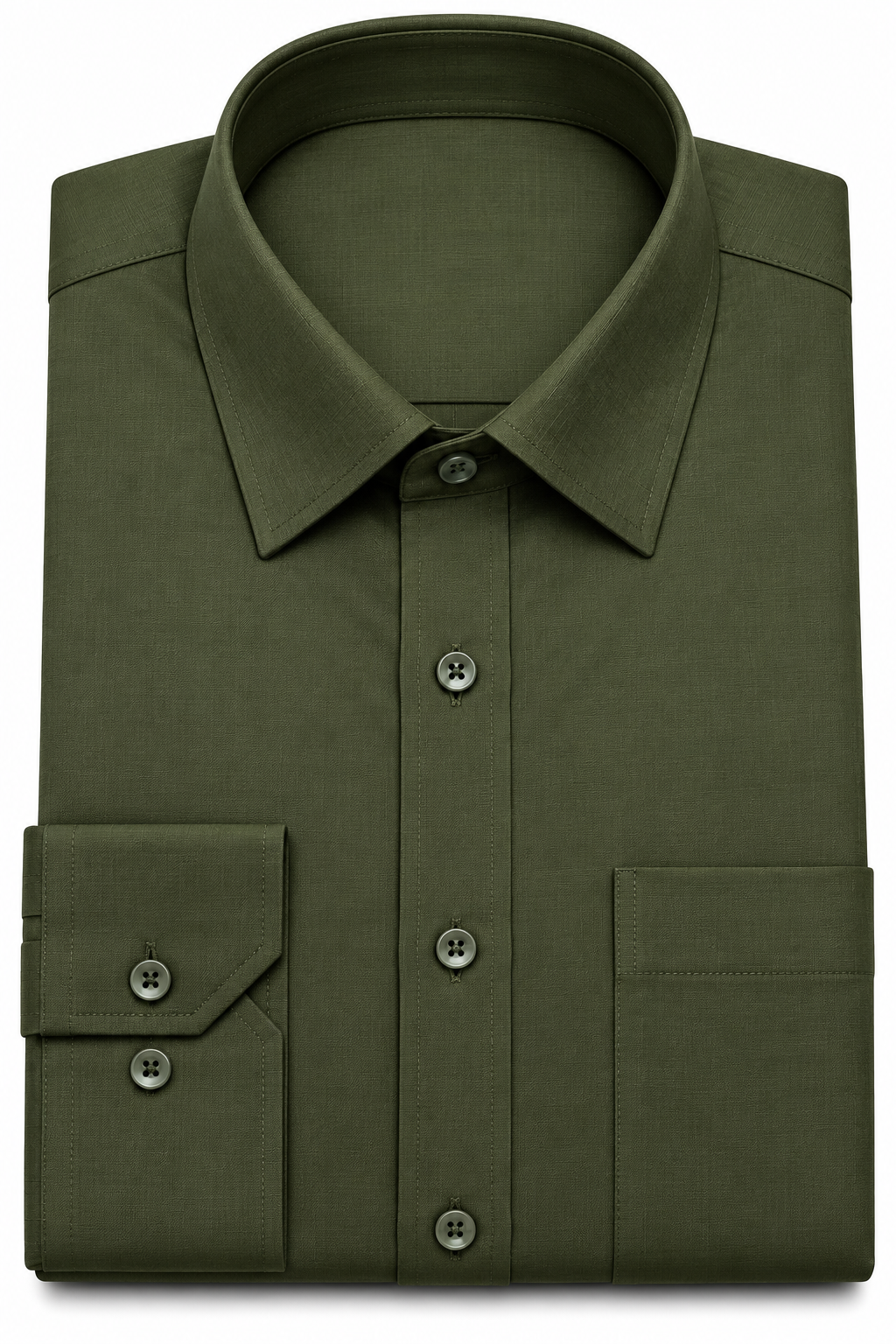 Olive Green Solid Formal Shirt