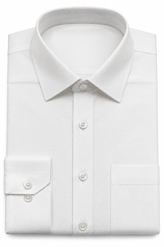 White Textured Formal Shirt