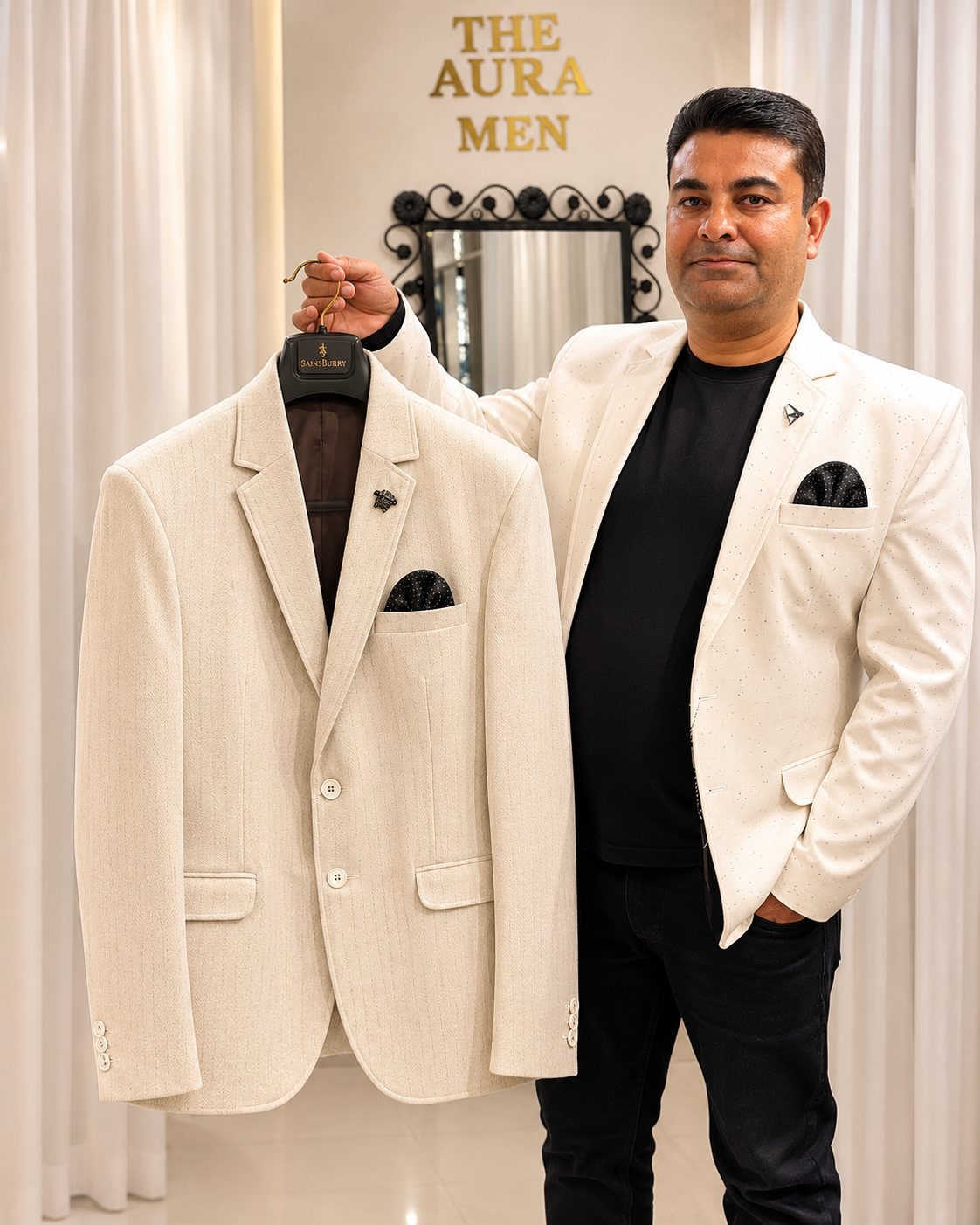 Premium Beige Textured Blazer