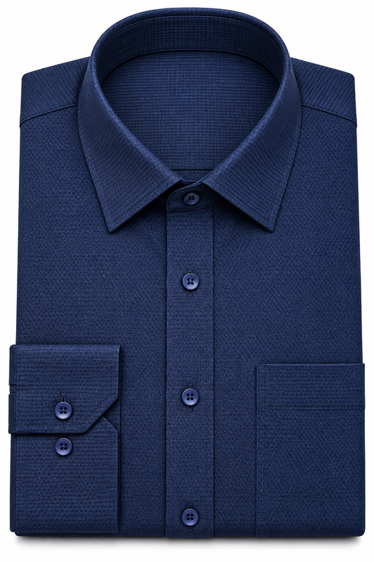 Navy Blue Textured Formal Shirt